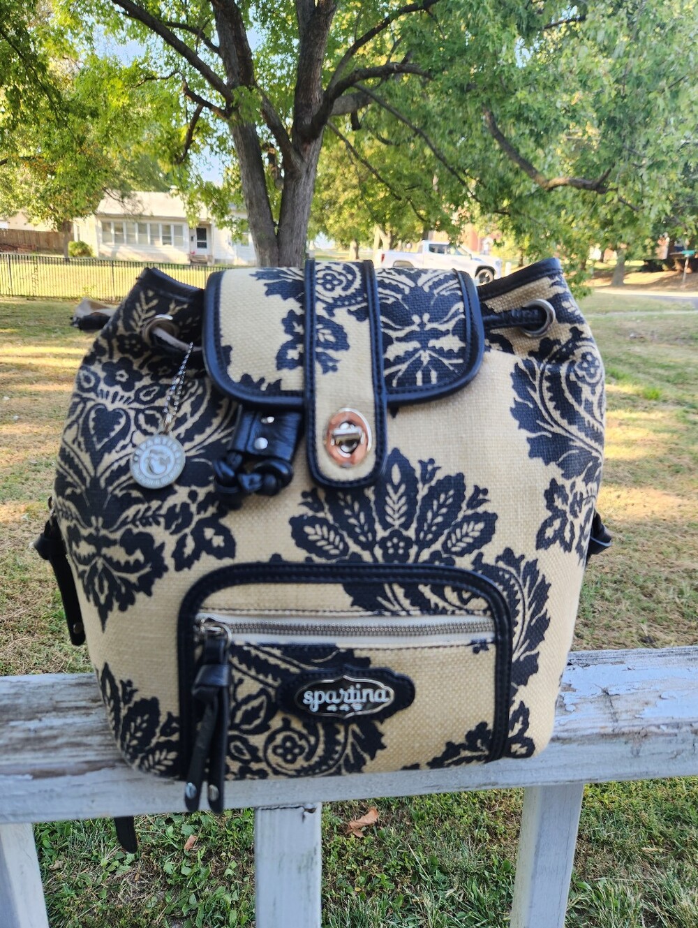 Spartina 449 Daufuskie Island Floral Drawstring Backpack With Hang Tag Preloved